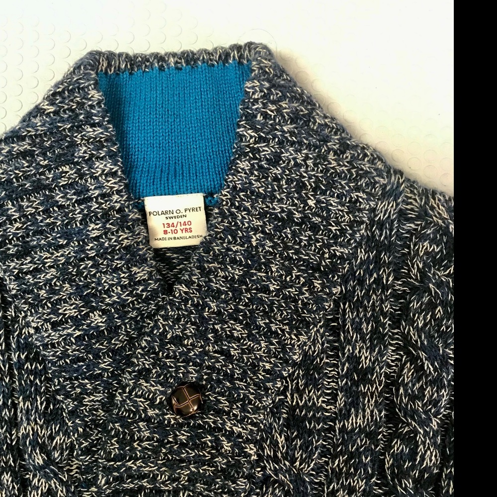 Polarn O Pyret navy & white cable knit sweater